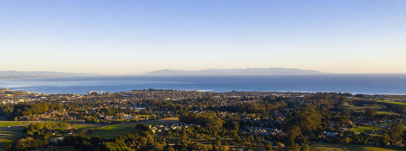 Aerial shot of campus overlooking the Monterey Bay